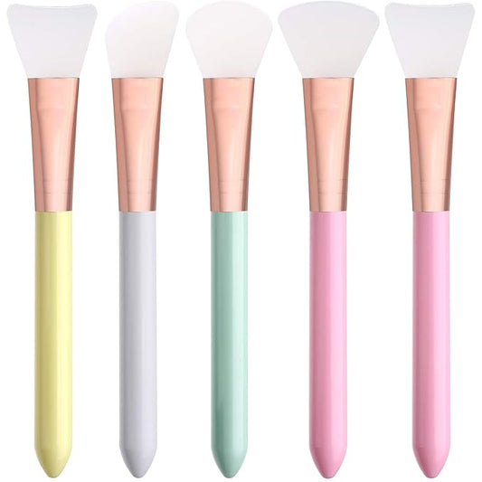 Elisel 5pcs Silicone Facial Mask Applicator Brushes, Flexible for Face, Sleeping, Clay, Body Lotion Masks