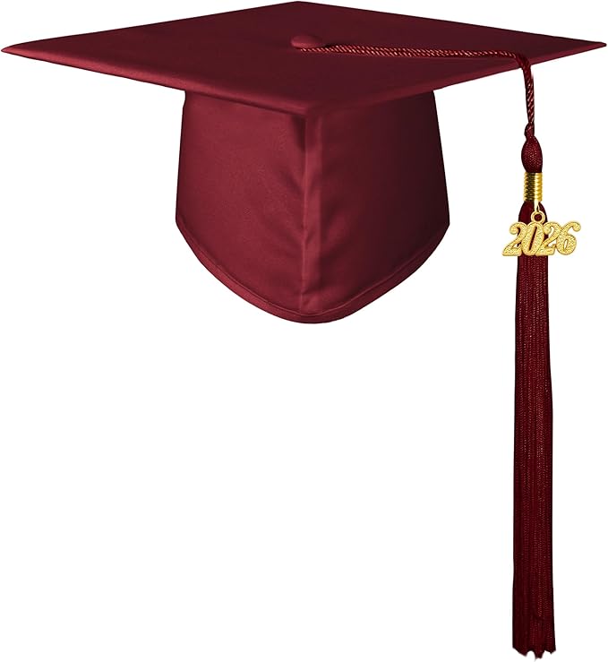 GraduationMall Matte Graduation Cap with 2026 Tassel for High School & Bachelor