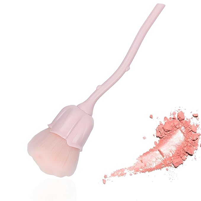 Nail Dust Brush Rose Shaped Elegant Nail Cleaning Dust Removal Makeup Loose Powder Blush Brush for Nail Salon and Household Use(08)