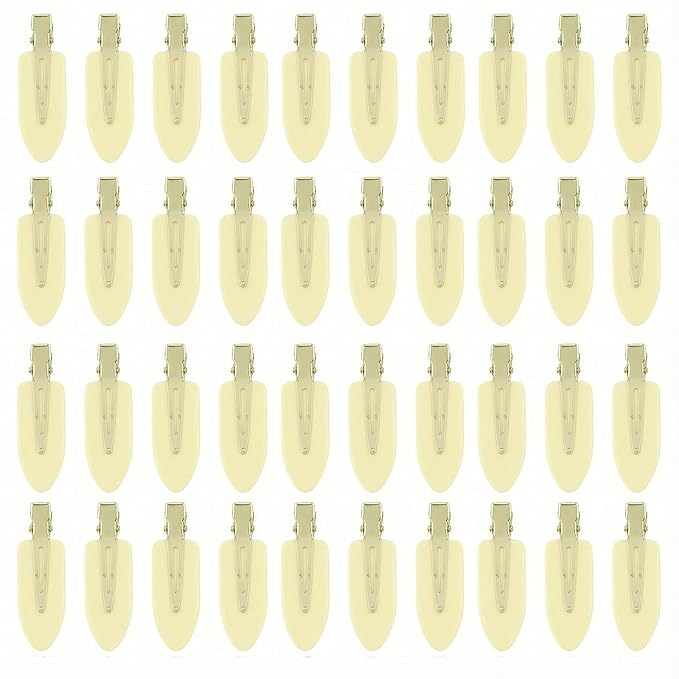 No Crease Hair Clips Makeup Pin Curl Clip Bulk 40Pcs Multicolor No Bend Dent Bang Creaseless Hair Clips for Makeup Application Bangs Hairpin Setting Pins Clip for Women Styling (Beige)