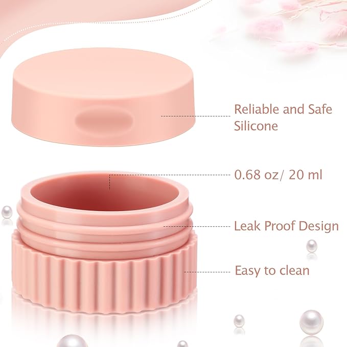 Maxcheck 4 Pcs Travel Containers for Toiletries 0.68 Oz/20 ml Small Silicone Cream Jar with Lid Mini Leakproof Lotion Jar Refillable Travel Cosmetic Container for Face Body Skin Cream (Elegant Color)