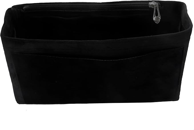 Purse Organizer Insert, Suede Bag Organizer Handbag Tote Shaper, Suede Material, Soft and Non Damaging Bag (Black, Medium)