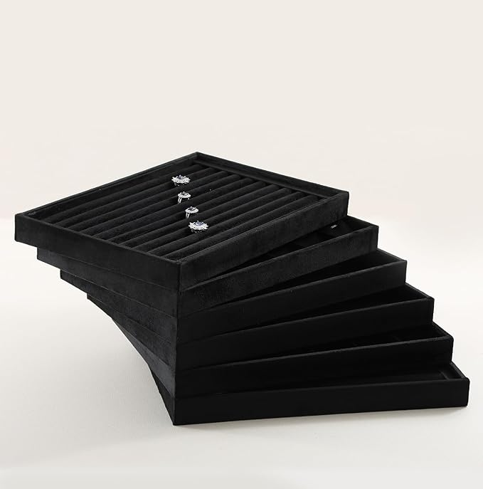 Jewelry Organizer For Drawer, Velvet Jewelry Trays,Premium Watch Tray,Luxury Bracelet Storage,Black Stackers Jewelry Organizer