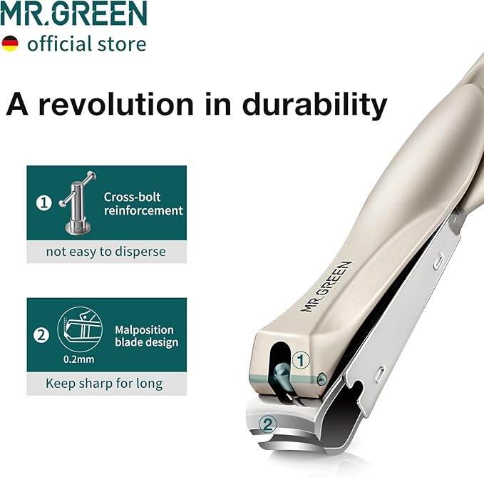 MR.GREEN Nail Clippers Stainless Steel Anti Splash Fingernail Cutter Manicure Tools Bionics Design Pedicure Scissor Nail Trimmer (Nail Clipper (Medium)+Nail File)