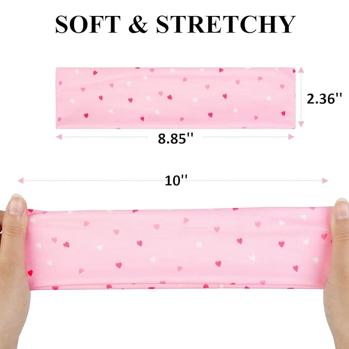 TERSE Valentine’s Day Headbands for Women Valentine Women's Hair Accessories: Cute Heart Print Head Bands for Women's Hair Red Pink Cloth Hairband Gifts 6PCS