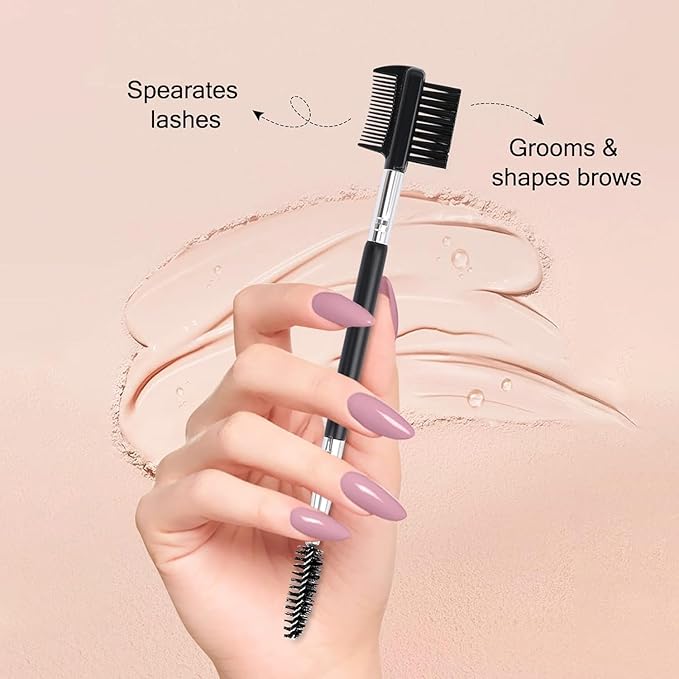 2pcs Eyebrow Eyelash Shaper Eyebrow Brush Comb Double Head Brush Makeup Grooming Tool Cosmetic with 3 Different Spoolie Brushes for Separating Lashes, Eliminating Mascara Clumps, Grooming Brows