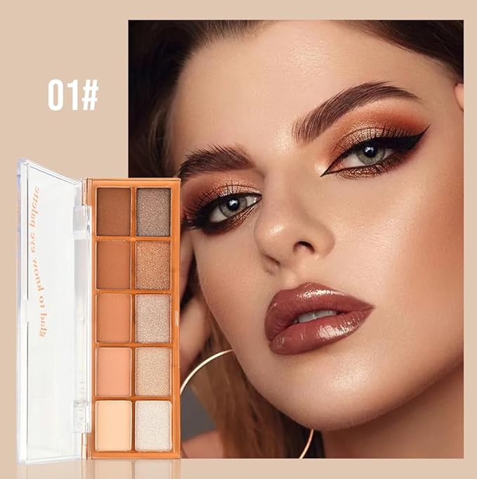 Neutral Nude Brown Matte Eyeshadow Palette – 10 High-Pigment Matte & Shimmer Shades, Waterproof & Smooth Blendable Formula – Long-Lasting Natural Eye Makeup for Daily Wear, Beginners & Mature Women