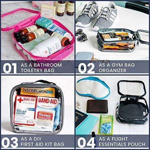 EzPacking Clear TSA Approved 3-1-1 Travel Toiletry Bag for Carry On/Quart Size Transparent Liquids Pouch for Airport Security/Reusable See Through Vinyl & PVC Plastic Organizer Men Women (Orange)