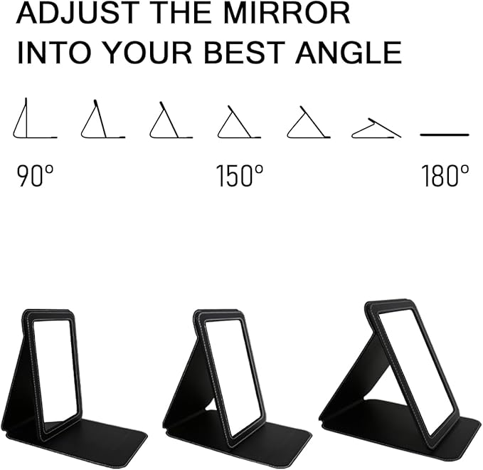 Folding Mirror Portable, Travel Makeup PU Portable Adjustable Rectangular Ultrathin Vanity Mirror with Stand,Starry Night Van Gogh Cute Mirror Art Artistic Gifts for Women
