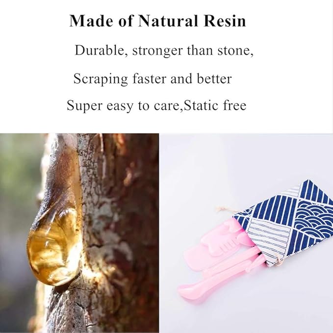 YUYONGTANG 7 Pieces Gua Sha Scraping Massage Tool,Natural Resin GuaSha Tool Massage Tools Set for Face Back and Neck Release,Reduce Muscle Pain,with Storage Bag (Pink)