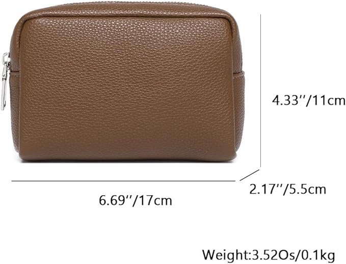 Makeup Bag Large Capacity Women's Classic Black Wash Bag Adjustable Partition Wash Brush and Cosmetic Carrying Bag (PU/Toffee Brown)