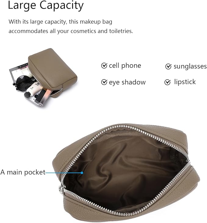 Makeup Bag Large Capacity Women's Classic Black Wash Bag Adjustable Partition Wash Brush and Cosmetic Carrying Bag (Tea Color)
