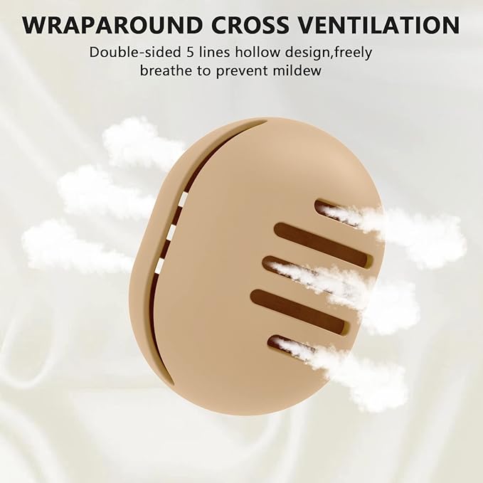 1 Pcs Makeup Sponge Holder,Double-Sided Breathable Silicone Beauty Blender Holder for Travel or Daily,Shatterproof Make-up Travel Case Quick Drying Easy to Carry,Khaki01