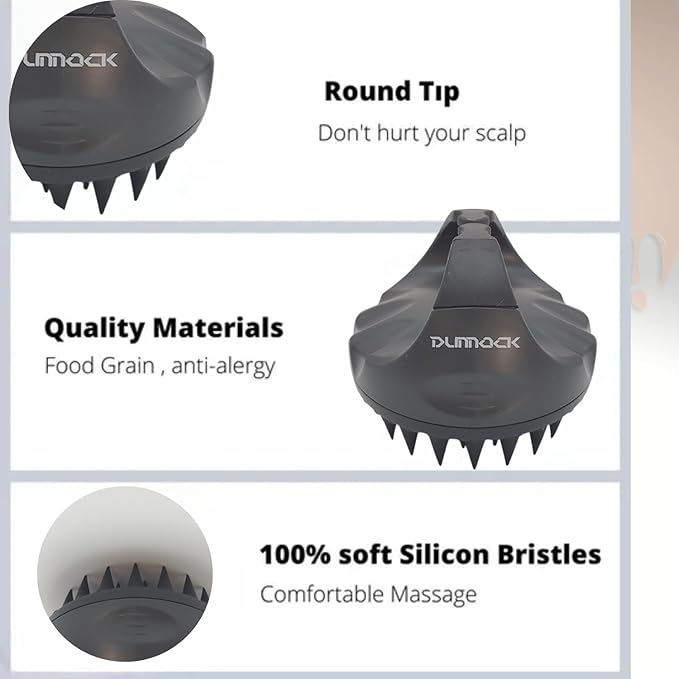 Dunnock Manual Scalp Massager & Shampoo Brush (Black) – Designed to give You a Salon-Like Scalp Treatment at Home Turn Every Wash Dandruff Comb Into a Spa Experience Silicone Hair Shampoo Brush.