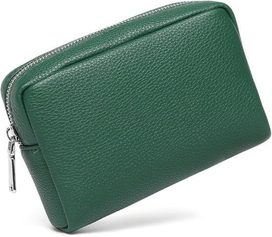 Makeup Bag Large Capacity Women's Classic Black Wash Bag Adjustable Partition Wash Brush and Cosmetic Carrying Bag (PU/Forest Green)