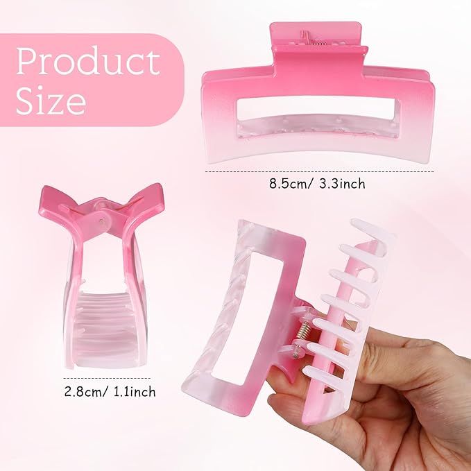 Hotop 50 Pcs Cute Hair Claw Clips Set Nonslip Square Clips Colorful Rectangle Hair Accessories for Women(3.4 Inch,Vibrant Color)