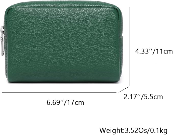 Makeup Bag Large Capacity Women's Classic Black Wash Bag Adjustable Partition Wash Brush and Cosmetic Carrying Bag (PU/Forest Green)