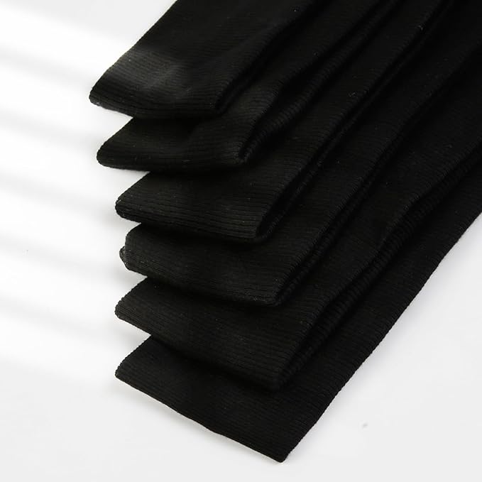 Black Headbands for Women Non Slip - Fashion Yoga Sports Hair Bands for Women's Hair, Soft Elastic Cotton Cloth Sweat Headbands for Women for Workout Running Daily 6PCS
