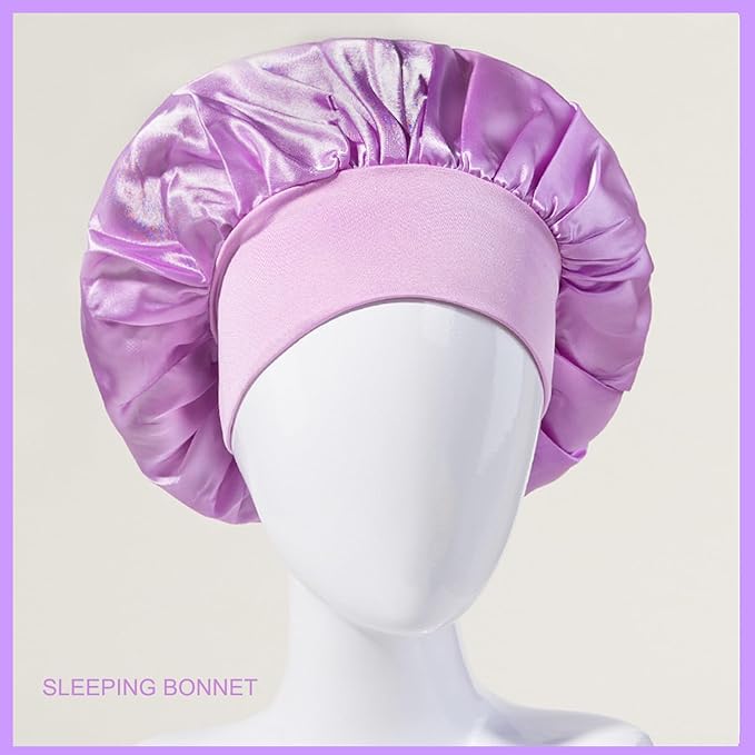 Heatless Curls Overnight Hair Curlers with Satin Pillowcase for Hair and Skin Queen Set, Sleeping Bonnet Eye Mask and Face Massager, 12pcs Hair Styling Tools Set for Sleeping(Purple)