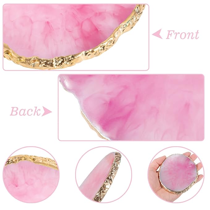 6 Pcs in 1 Set Resin Nail Art Palette with 5 Nail Brushes, Nail Tech Supplies Tools Nail Polish Mixing Palette Double-Ended Dotting Pen for Nail Art