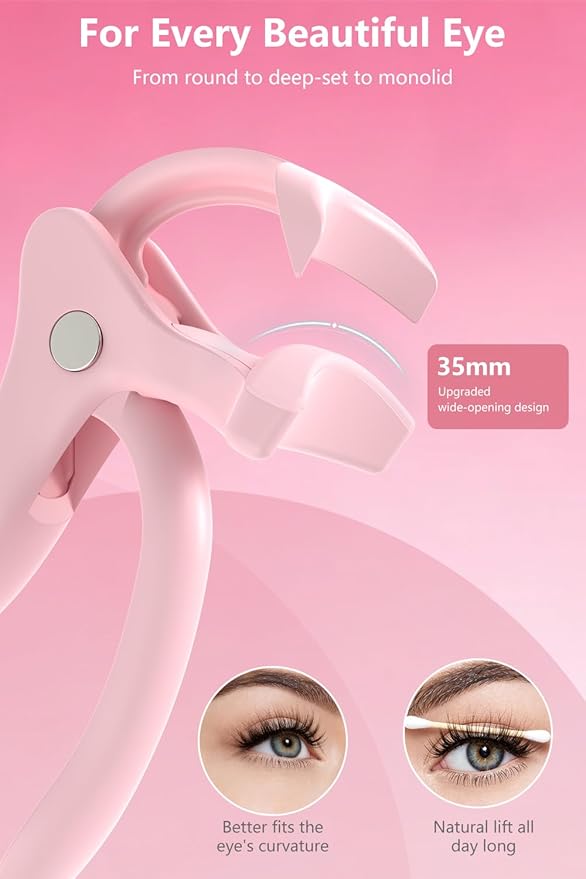 Smart Heated Eyelash Curler for Women: KOKABI Electric Eyelash Curler with USB-C Rechargeable, 10s Ready & Safe Silicone Pad | Salon-Level Eye Lash Curling That Last All Day (Pink)