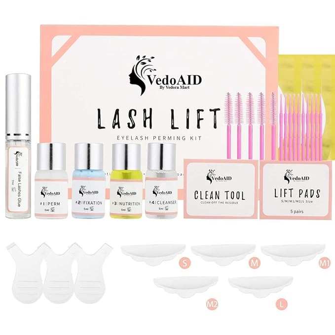 2025 VedoAID New Upgraded EyeLash Lift Kit Eyelash Extension Kit Eyelash Perm Kit, Eyelash Lifting & Eyelash Curling Includes Eye Shields, Pads, Accessories, Easy for Beginner,Achieve Salon-Quality