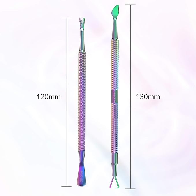 Cuticle Pusher Nail Polish Remover Stainless Steel Manicure Tool Set Gel Nail Polish Peeler Scraper Nail Care Stick Pedicure Kit for Fingernail and Toenail, opove P1, Color Gradient…