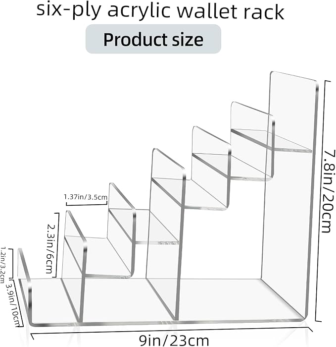 Acrylic Wallet Display Stand Purse Handbag Organizer, Clear Jewelry Riser Display Stand Purse Display Rack, Acrylic Display Shelf for Cosmetic Perfume Jewelry Sunglasses Handbag (6 Tier)