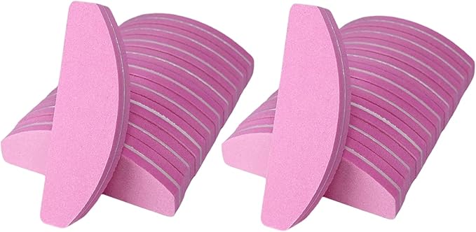 20 PCs Nail Buffers, Double Sided Nail Files Buffer Blocks 100/180 Grit Portable Washable Sanding Buffing File Arc Shape (Pink)
