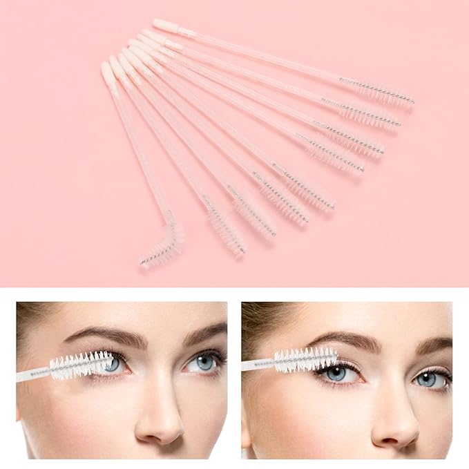 300 Pcs Disposable Mascara Wands Dual Ended Eyelash Brush Lip Brush, Lipstick Applicator Eyebrow Spoolies Brush for Eyelash Extensions - White