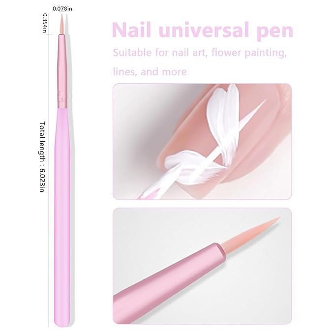 SILPECWEE 5pcs Acrylic Nail Brush Set Macaron Color Nail Art Brush Detail Liner, French Tip, Cleaning Fingernail, Gel Builder, Nail Design Brushes Painting Pen Manicure Brush Tool