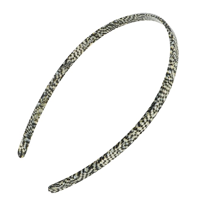 Thin Headband for Women, France Luxe 1/4" Ultracomfort Plastic Headband, Mosaic Opera Silver, Flexible Fit with No Slip Gentle Teeth, All-Day Hold