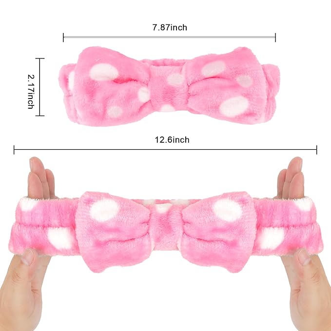CIEHER Spa Headbands for Bachelorette Party Favors, 8 Pcs Pink Dot Spa Headbands for Bride & Bridesmaid, Bachelorette Gifts for Bride's Skincare & Makeup
