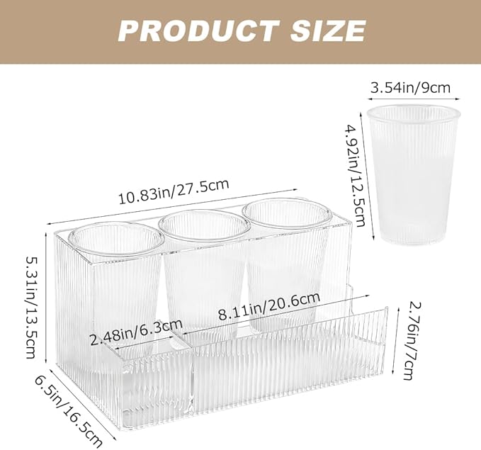 Hair Tool Organizer, Acrylic Hair Styling Tool Holder with Detachable 3 Cups, Clear HairDryer Holder for Bathroom, Vanity, Countertop Storage Curling Iron Stand