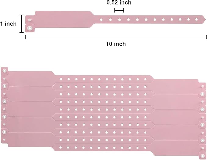 100pcs Colored Vinyl Wristbands, Waterproof & Security Wristbands for Events, Pool Parties & Outdoor Sports (Pink)