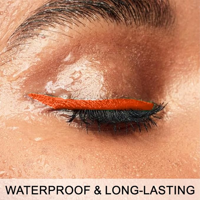 evpct 1Pcs Orange Red Waterproof Colored Eyeliner Liquid Eye Liner Set Long Lasiting Ultra-fine Speed Dry Colorful Liquid Eyeliner lapiz delineador de ojos contra el agua blanco para ojos de colores