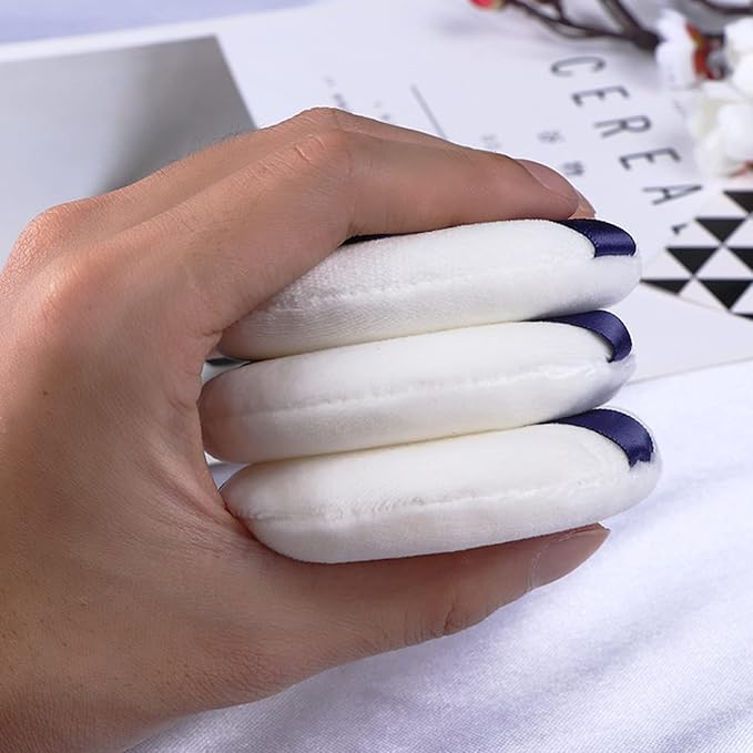 Powder Puff 3 Pieces 3 Inch Soft Powder Makeup Puffs Pads Makeup with Ribbon Face Powder Puffs for Loose and Foundation (3PCS Large Size 3 Inch)