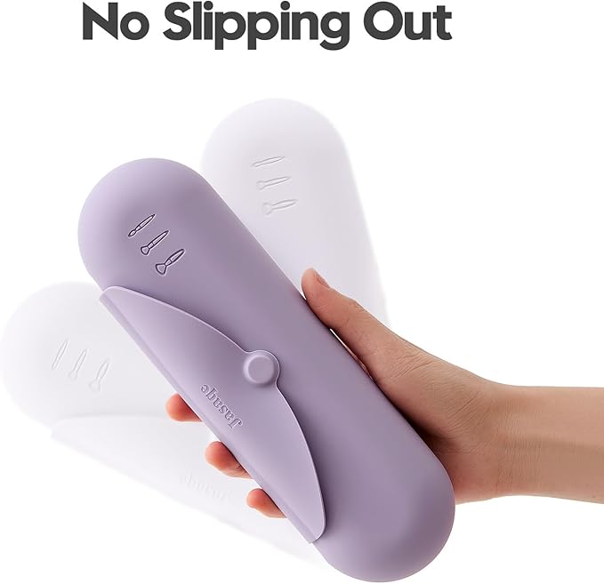 JASAQE Silicone Makeup Brush Holder，Travel Makeup bag-Soft Portable Cosmetic Face Brushes Holder，Large Travel Makeup Brush Case with Anti-Fall Out Magnetic Closure