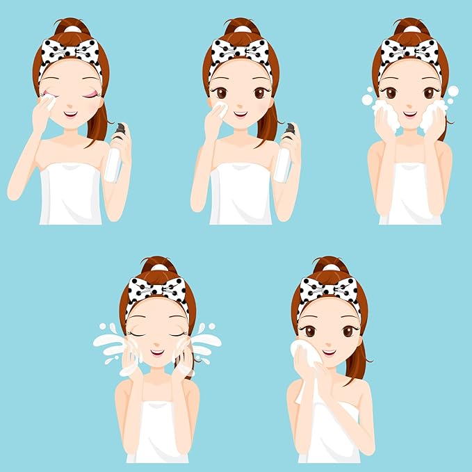 Jexine 24 Pcs Facial Spa Headband Makeup Headbands Bulk Bow Hair Head Band Fluffy Plush Spa Headband for Women Washing Face Shower Cleansing (Minimalist Color,vintage style)
