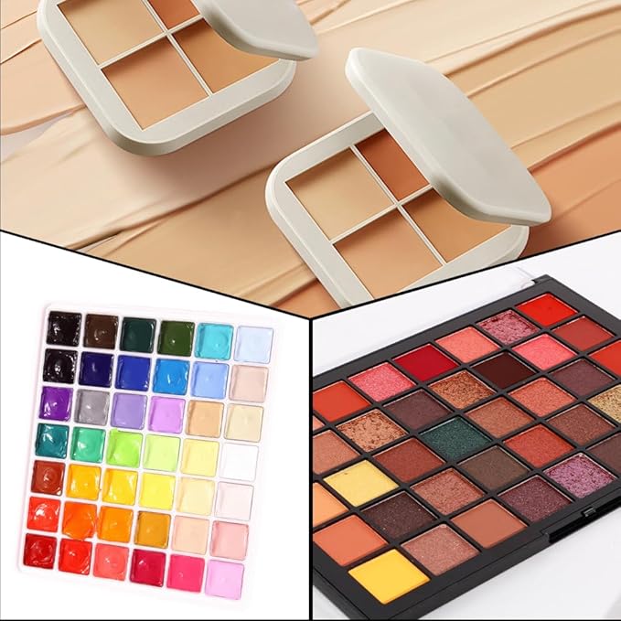 50 Pack Small Eyeshadow Pan Metal Makeup Pans 26mm Empty Square Mini Stainless Steel Silver Palette Blank Tray Cabochon Holders for Eyeshadow Blusher Cosmetics DIY Dubpackage Accessories