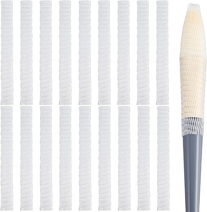 GORGECRAFT 200Pcs Makeup Brush Net Pen Guard Protector Reusable Net Thread Spool Savers Expandable Mesh Cover Plastic Sewin Thread Netting Machine Embroidery Net for Eyeshadow Brush Sewing, White