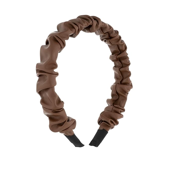 Madison Tyler Leather Headbands for Women | PU Leather Brown Handmade Outdoor Hair Band for Girls | Thin and Thick Hair | Skincare and Boho Spring Headband for Women