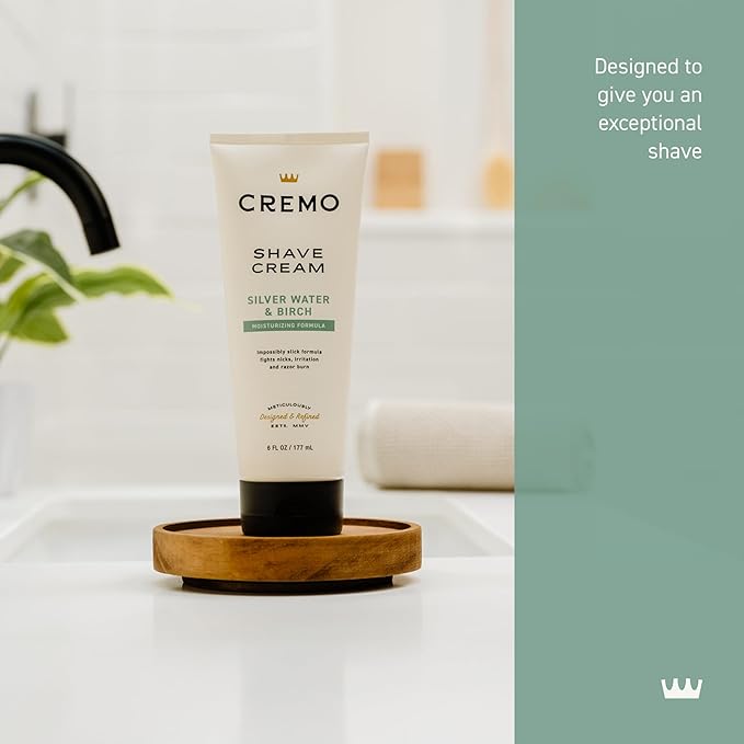 Cremo Silver Water & Birch Shave Cream, Astonishingly Superior Ultra-Slick Shaving Cream for Men, Fights Nicks, Cuts and Razor Burn, 6 Fl Oz