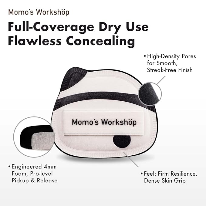 Panda Air Marshmallow Puff,Makeup Sponge,Rubycell Material,Pointed Tip for Concealer + Flat Side for Foundation, Longwear Makeup, Travel Friendly & Reusable,2pcs Puffs & Storage Case