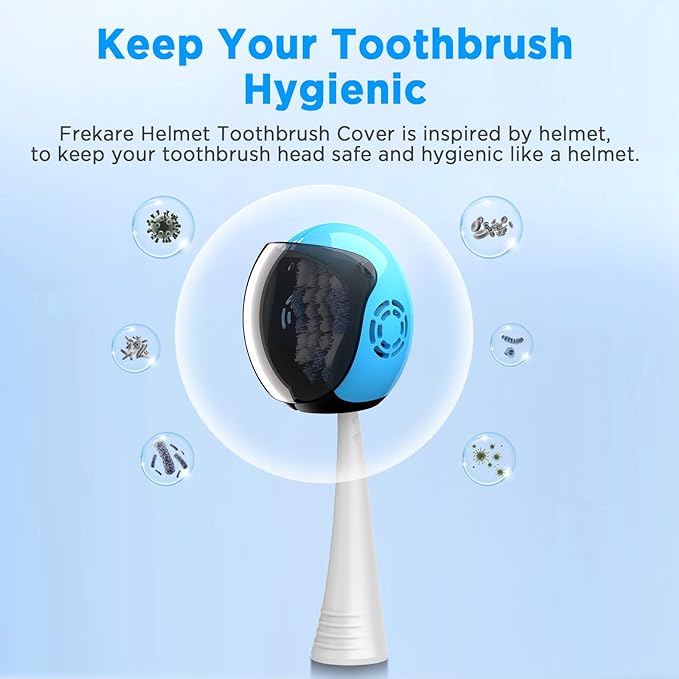 Helmet Toothbrush Covers Caps, Fits Most Manual and Electric Tooth Brushes, 4 Count (White, Black, Blue, Red)