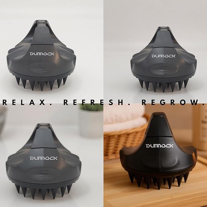 Dunnock Manual Scalp Massager & Shampoo Brush (Black) – Designed to give You a Salon-Like Scalp Treatment at Home Turn Every Wash Dandruff Comb Into a Spa Experience Silicone Hair Shampoo Brush.