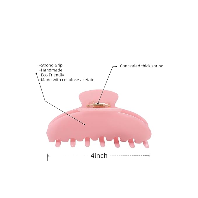 Durable Acetate Hair Clips - 4-Inch Jam Color Claw Clips for Fine and Thick Hair (Jam color)
