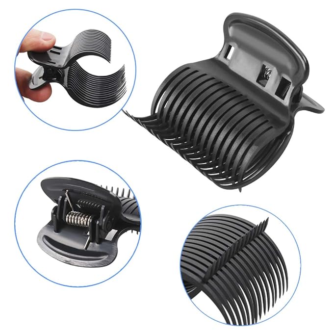 Aniann 18 Pieces Hot Roller Clips Plastic Hair Curler Claw Clips Replacement for Small, Medium, Large and Jumbo Hair Rollers (Black)