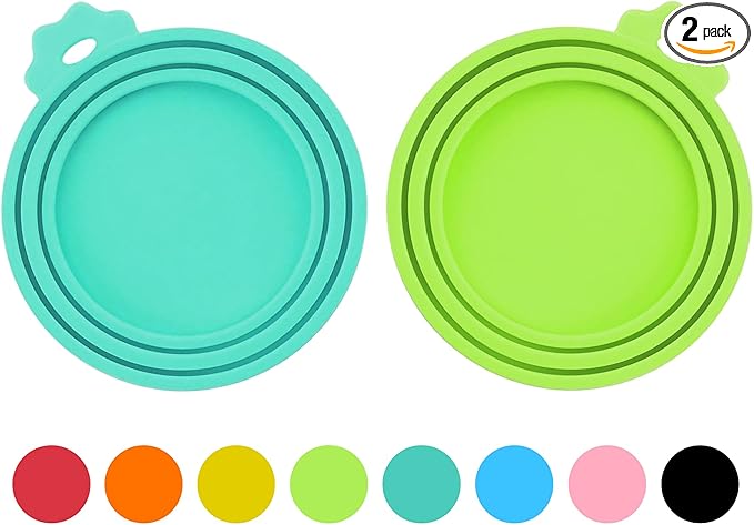 2 Pack Pet Food Can Covers, Silicone Universal Can Lids for Dog & Cat Food, BPA Free, One Fit Most Standard Size Food Cans Teal/Green