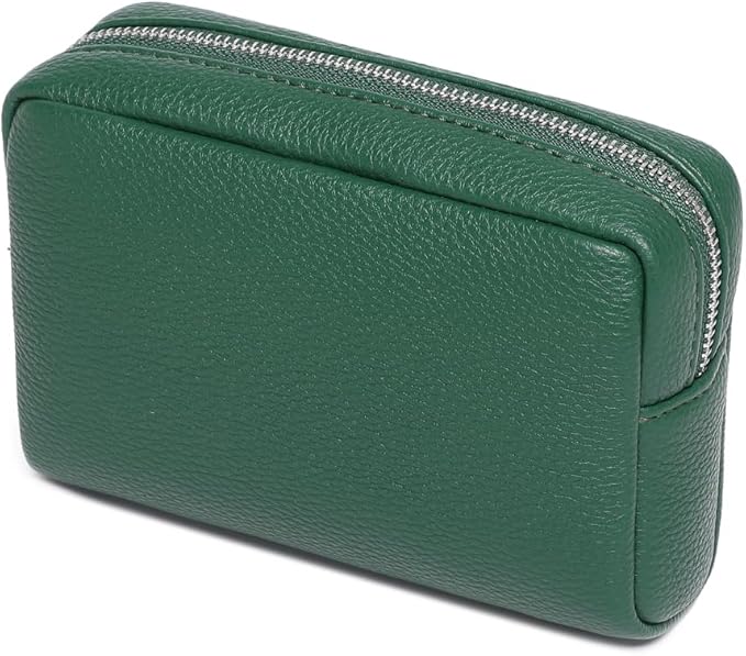 Makeup Bag Large Capacity Women's Classic Black Wash Bag Adjustable Partition Wash Brush and Cosmetic Carrying Bag (PU/Forest Green)